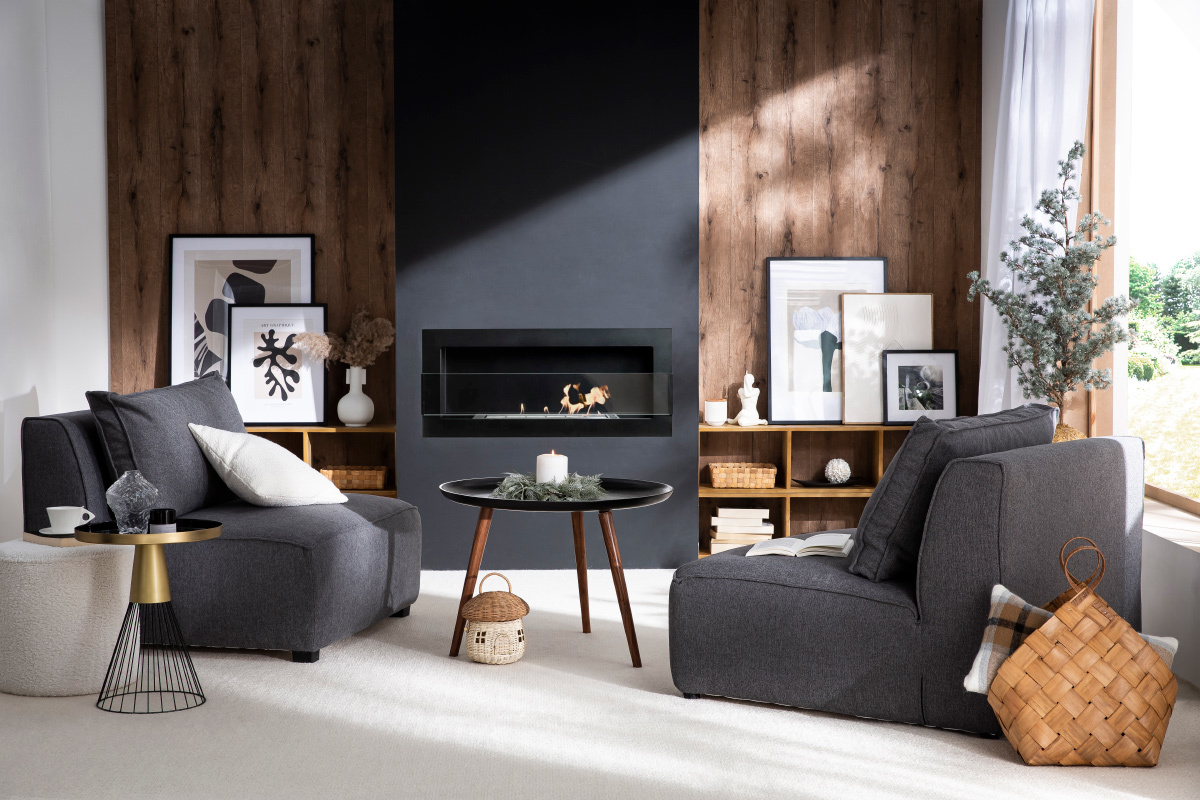 Poltrona design in tessuto grigio antracite PLURIEL