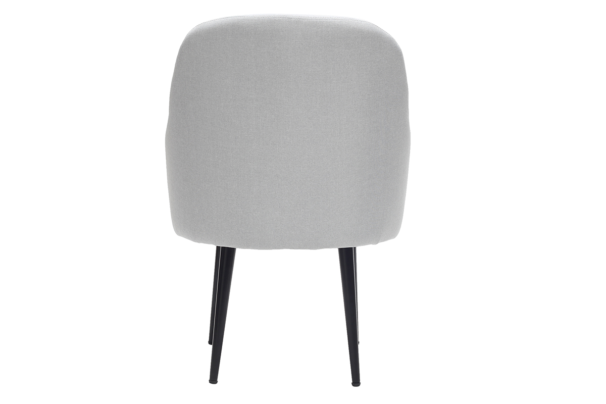 Poltrona design in tessuto grigio chiaro e piedi in metallo nero AMON