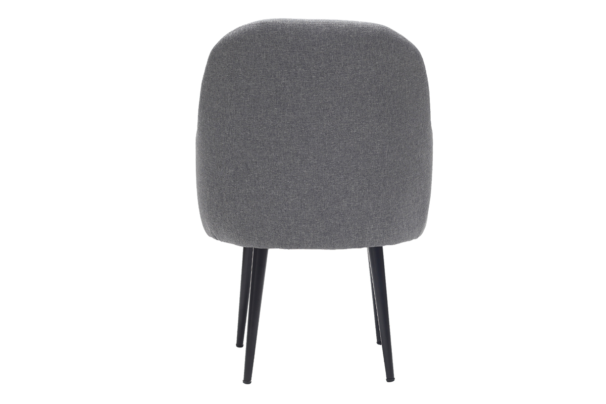 Poltrona design in tessuto grigio scuro e piedi in metallo nero AMON