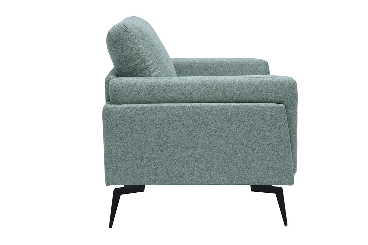 Poltrona design in tessuto grigio-verde e metallo nero MOSCO