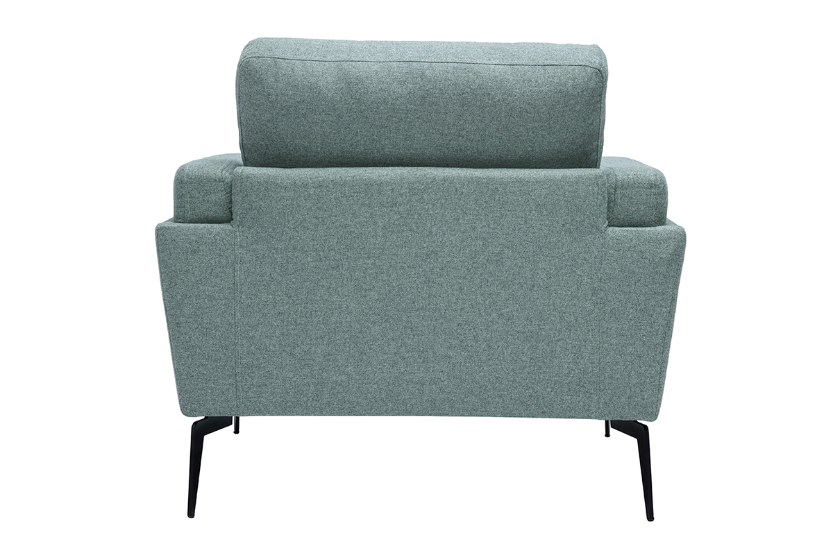 Poltrona design in tessuto grigio-verde e metallo nero MOSCO