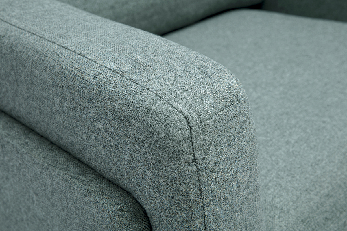 Poltrona design in tessuto grigio-verde e metallo nero MOSCO