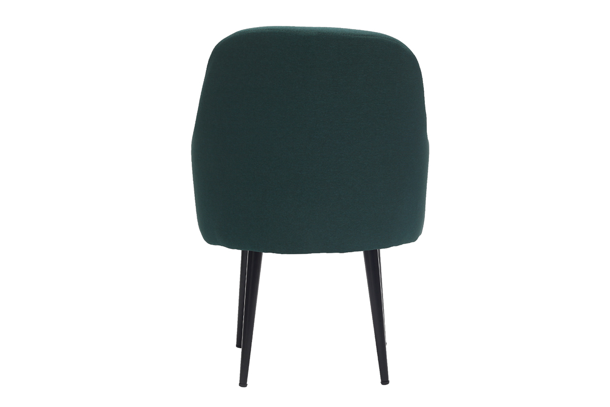 Poltrona design in tessuto verde scuro e piedi in metallo nero AMON