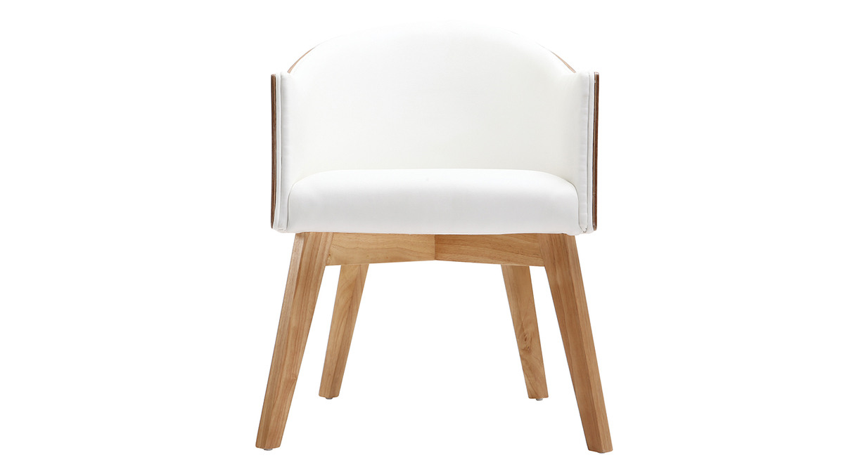 Poltrona design legno chiaro e PU bianco NORDECO