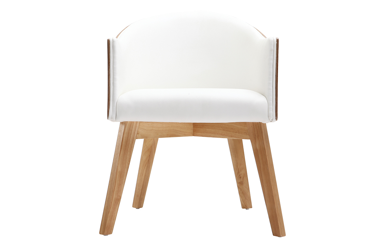 Poltrona design legno chiaro e PU bianco NORDECO