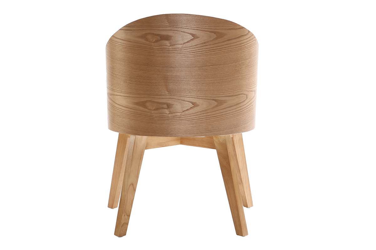 Poltrona design legno chiaro e PU bianco NORDECO