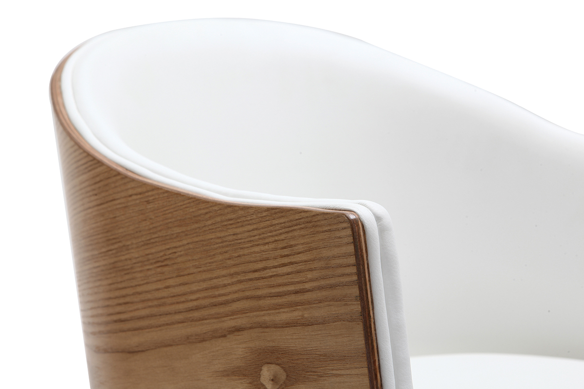 Poltrona design legno chiaro e PU bianco NORDECO
