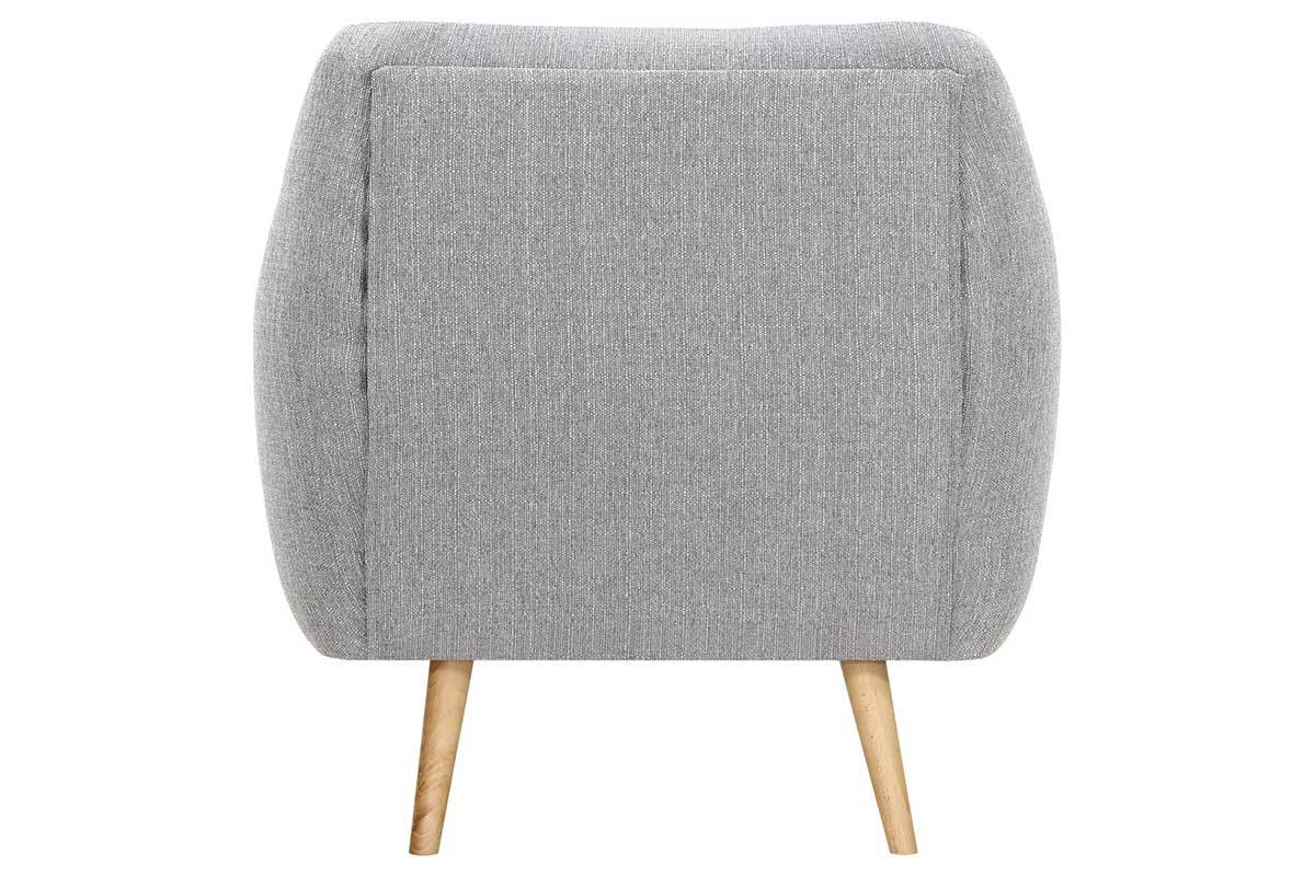 Poltrona design legno chiaro e tessuto grigio perla OLAF