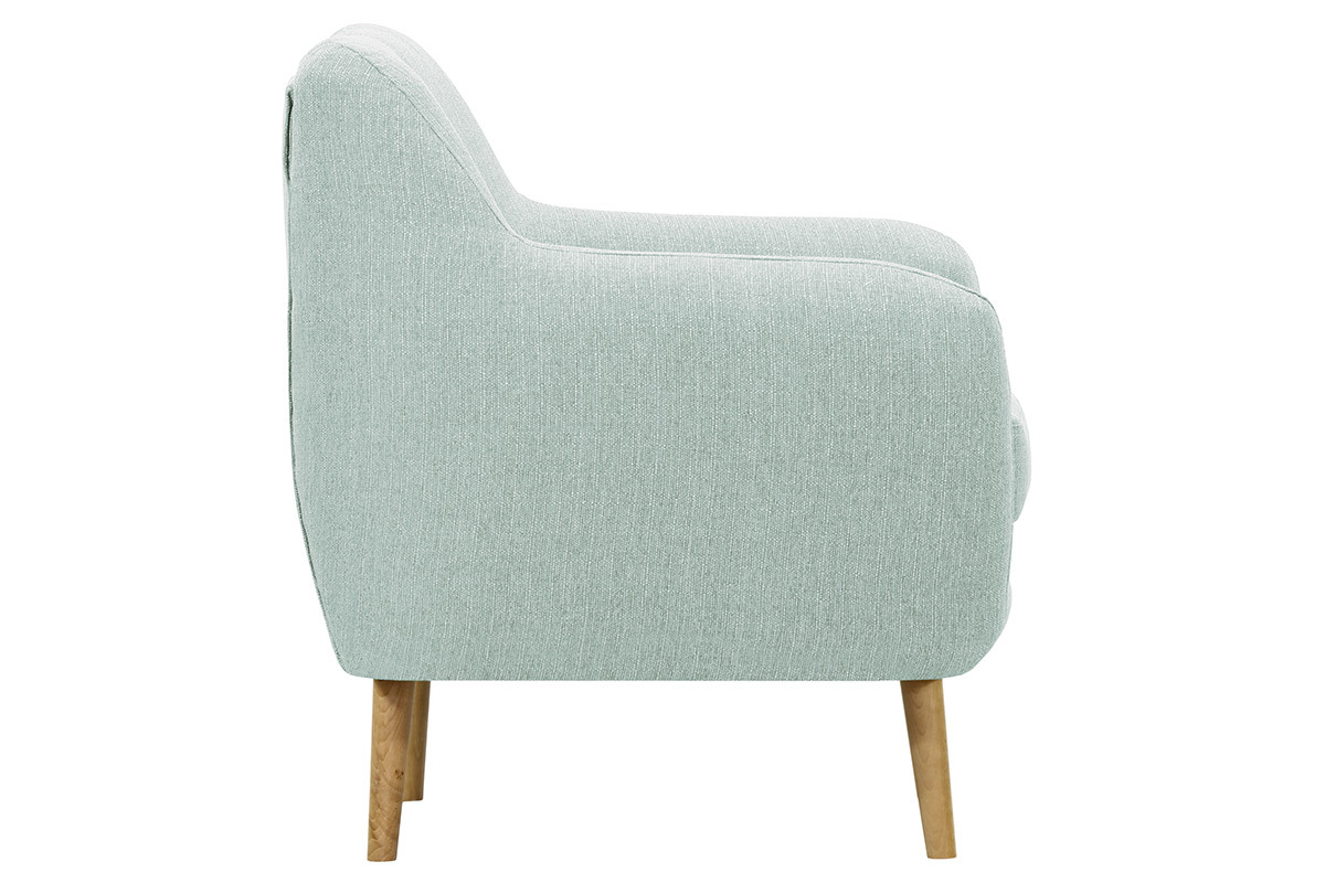 Poltrona design legno chiaro e tessuto verde acqua OLAF