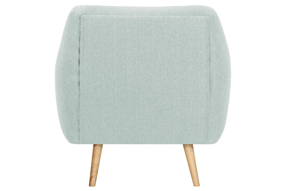 Poltrona design legno chiaro e tessuto verde acqua OLAF