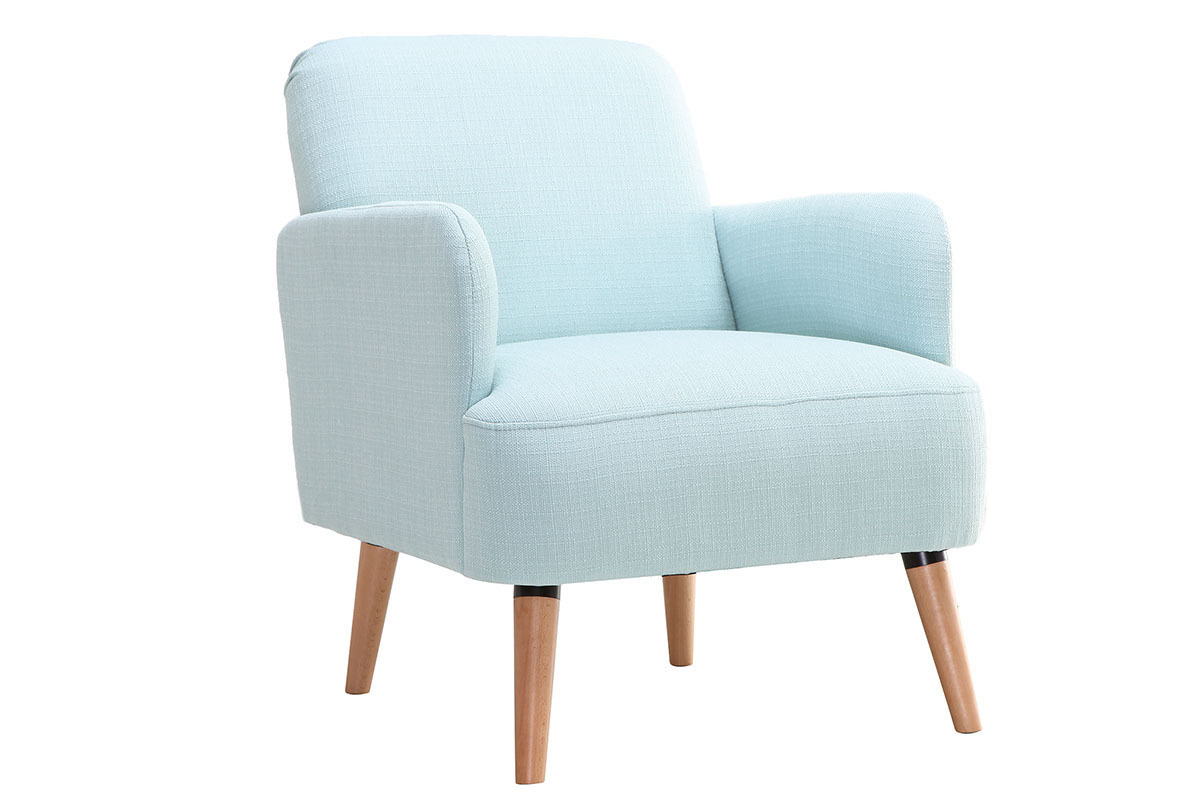 Poltrona design menta acqua e piedi in legno -  ISKO