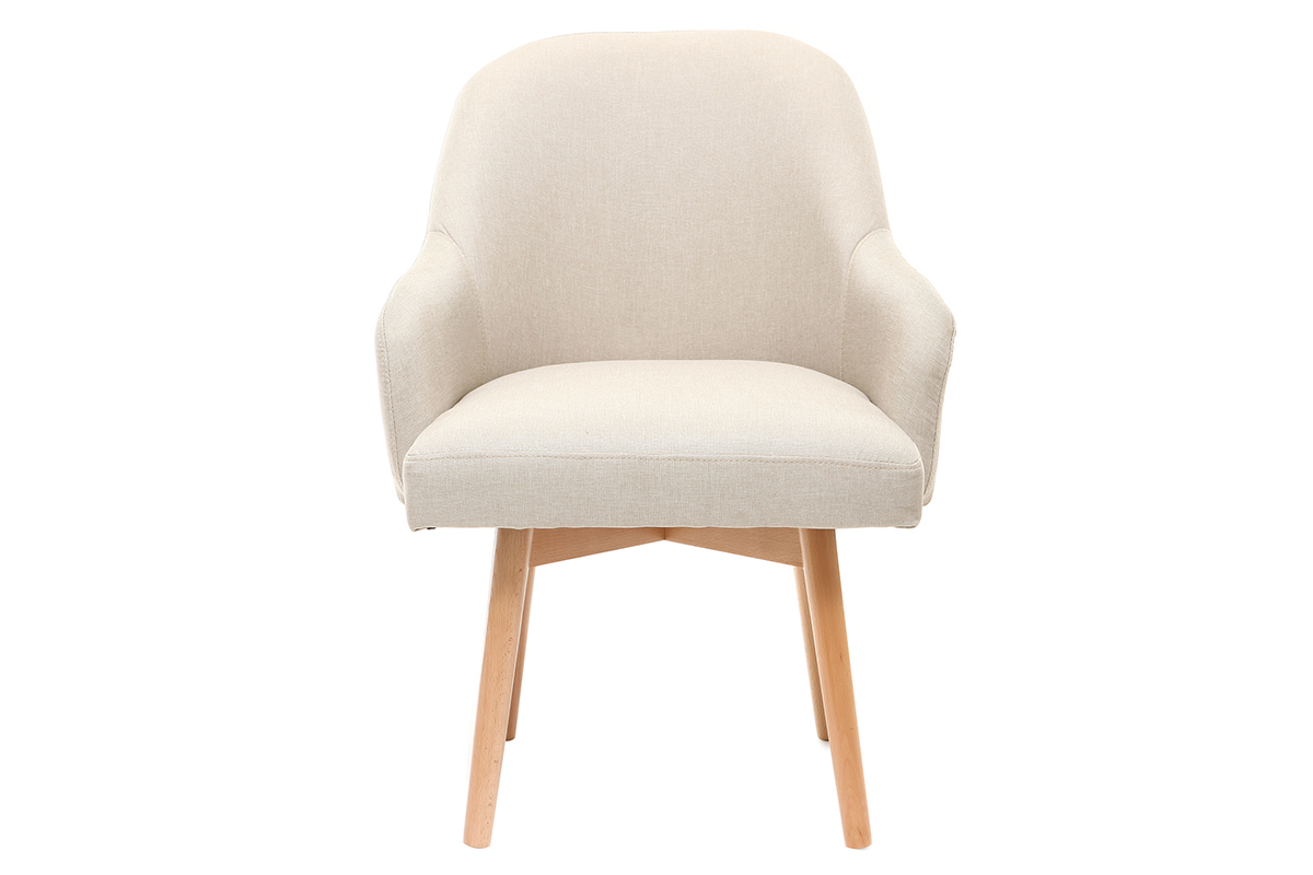 Poltrona design naturale piedi legno chiaro MONA