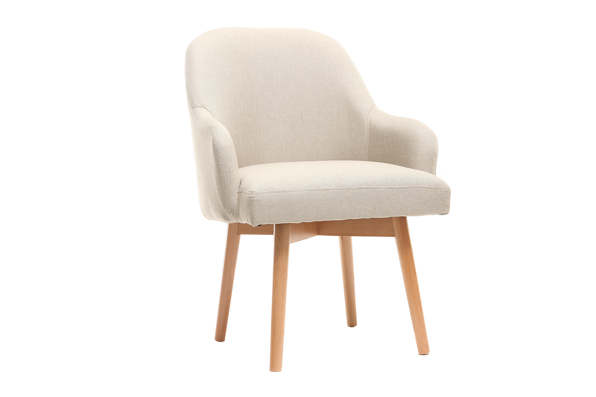 Poltrona design naturale piedi legno chiaro MONA