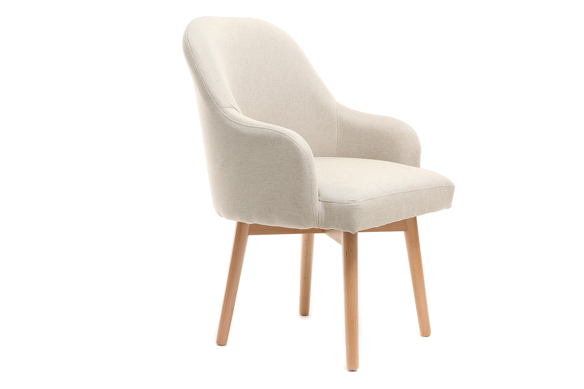 Poltrona design naturale piedi legno chiaro MONA