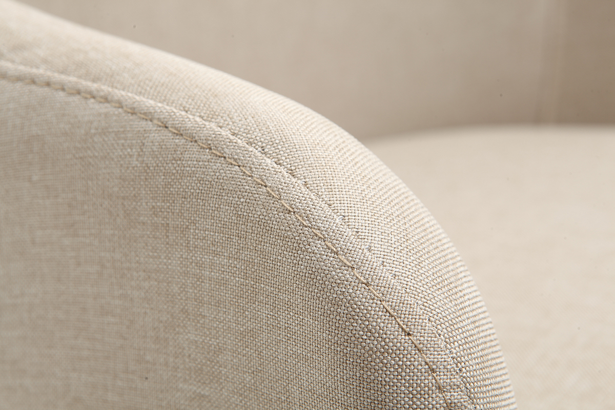 Poltrona design naturale piedi legno chiaro MONA
