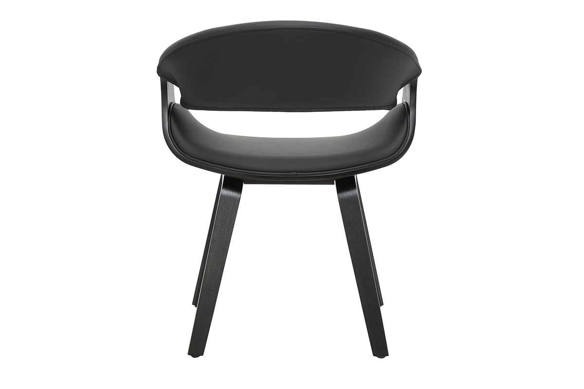 Poltrona di design nera ARAMIS con braccioli, vista posteriore.