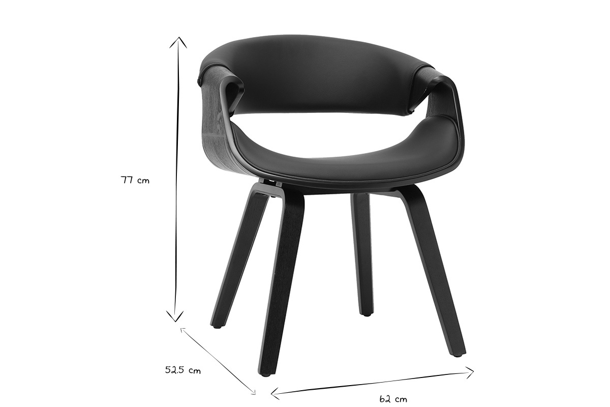 Poltrona design nera e legno nero ARAMIS