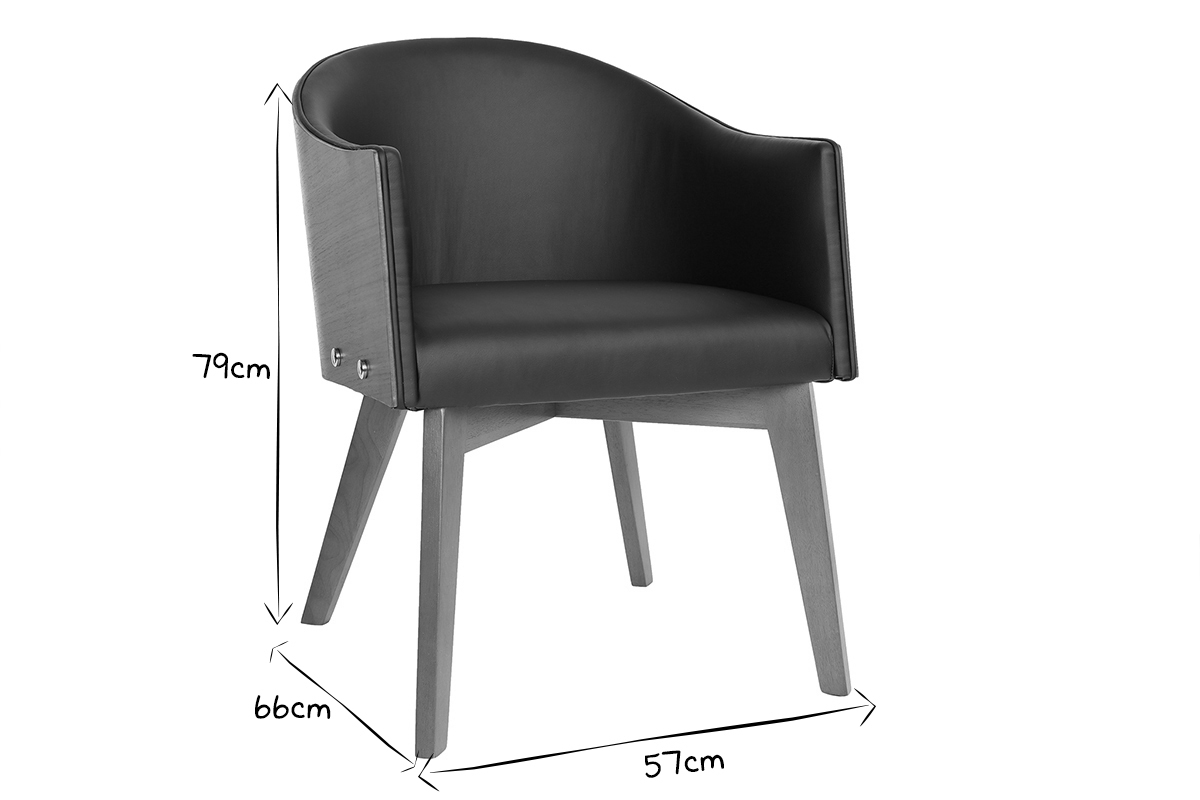 Poltrona design nero e noce NORDECO