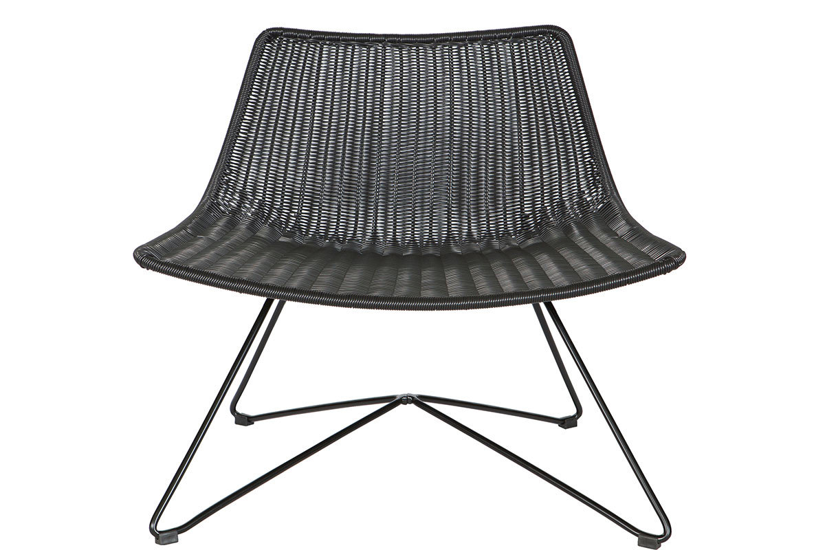 Poltrona design rattan sintetica nera interno / esterno SUNSET