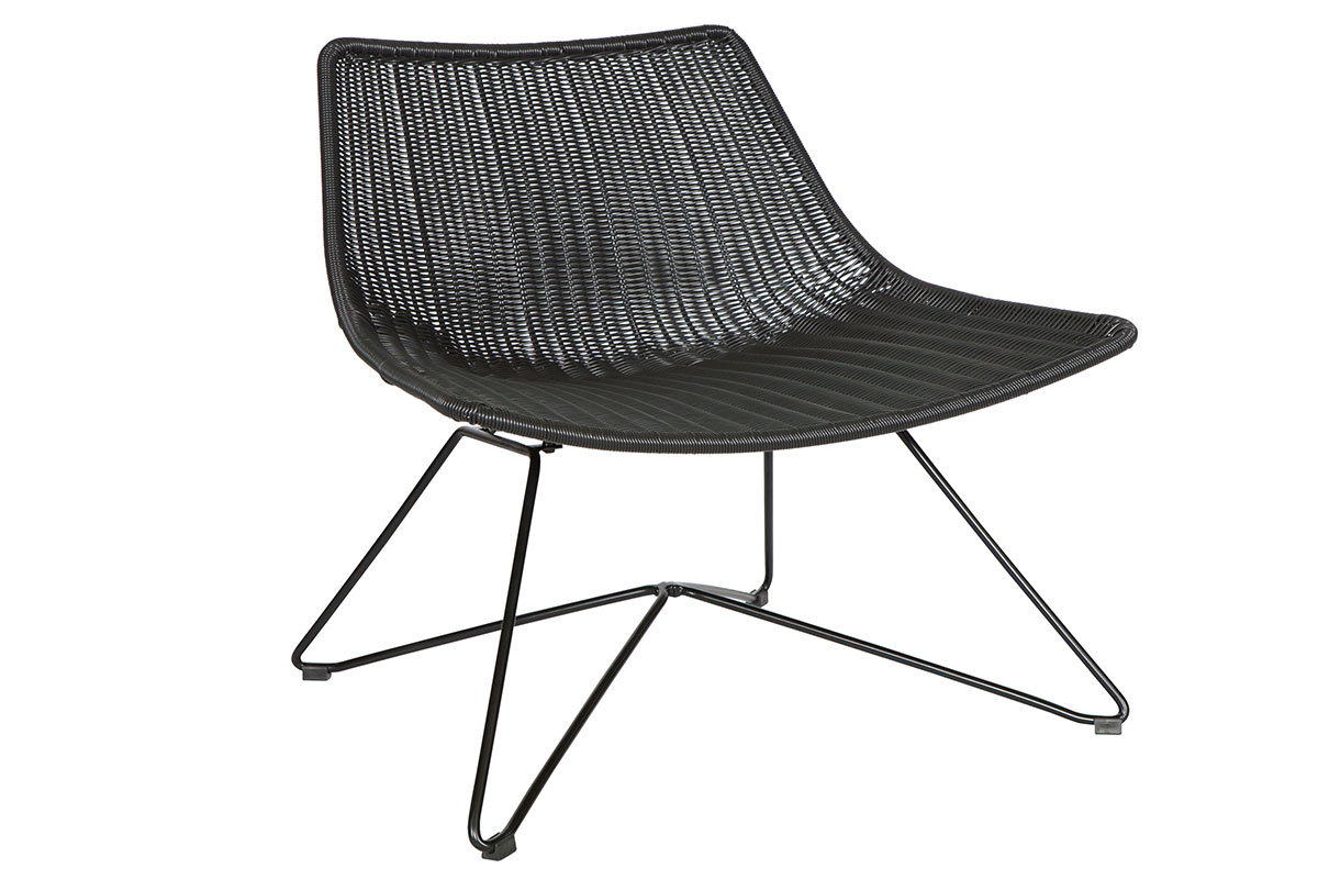 Poltrona design rattan sintetica nera interno / esterno SUNSET
