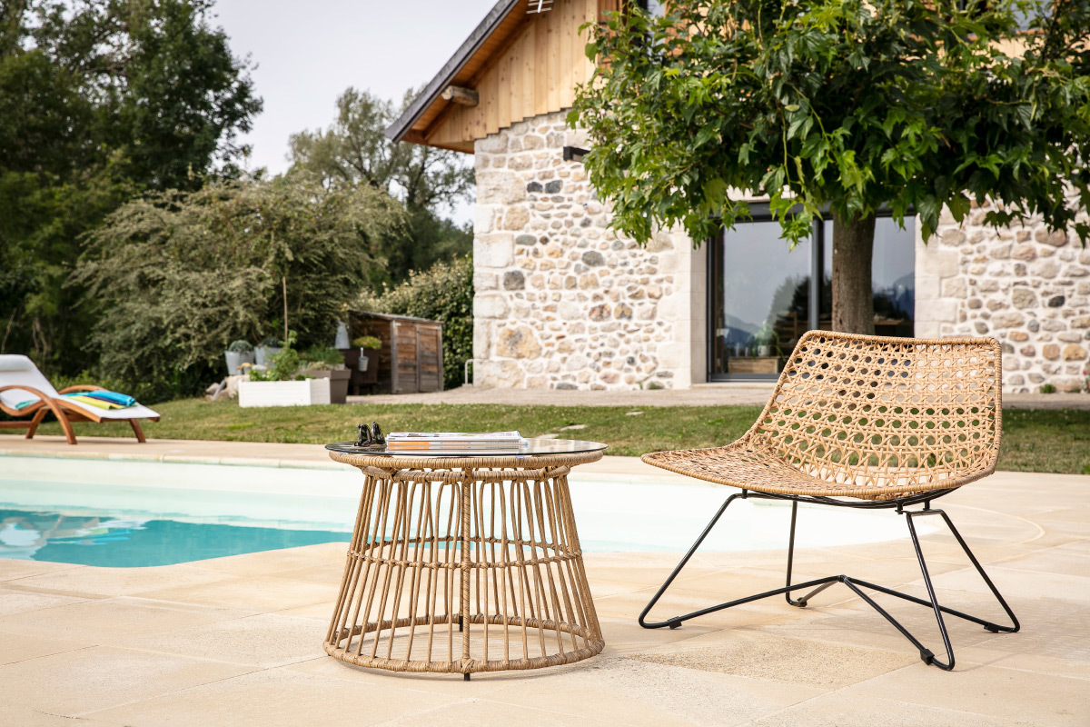 Poltrona design rattan sintetica nera interno / esterno SUNSET