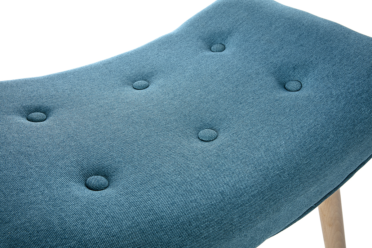 Poltrona design scandinava con poggiapiedi blu petrolio e legno chiaro BRISTOL