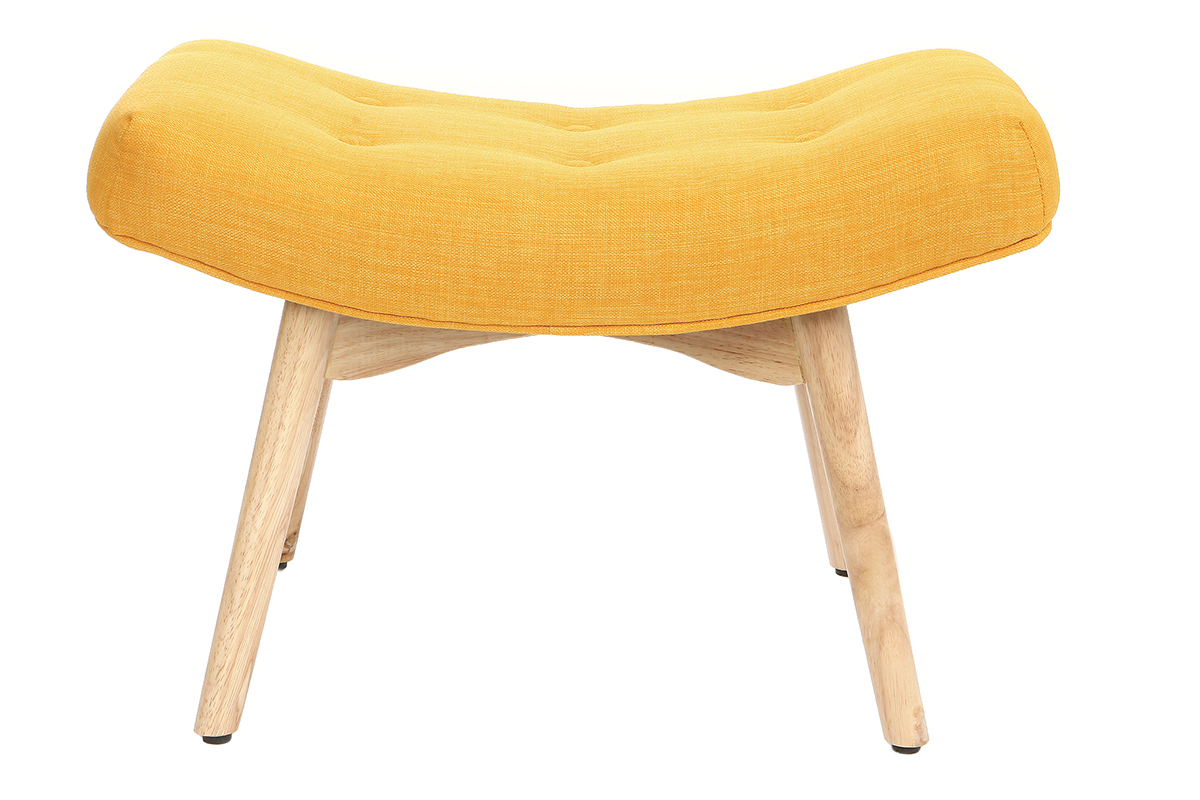 Poltrona design scandinava con poggiapiedi giallo e legno chiaro BRISTOL