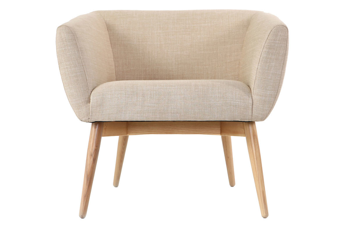 Poltrona design seduta in tessuto color naturale - ARTIK