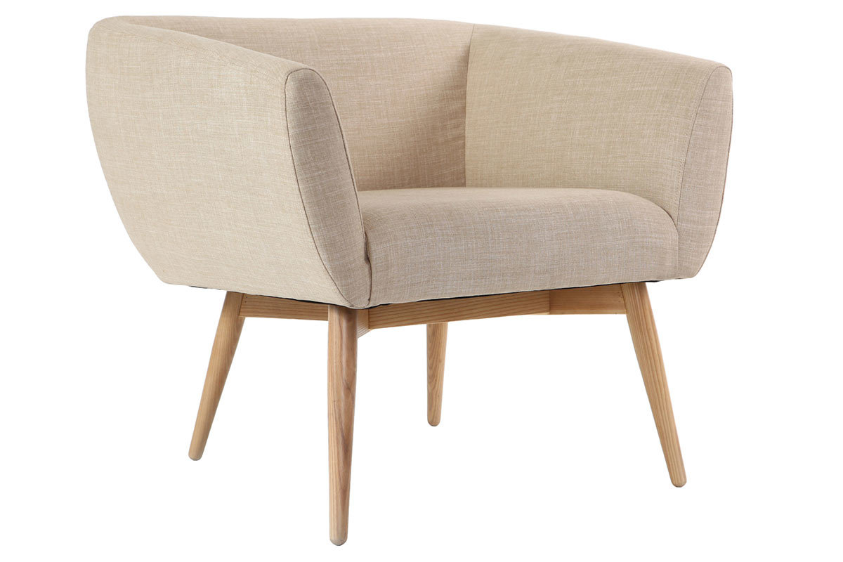 Poltrona design seduta in tessuto color naturale - ARTIK