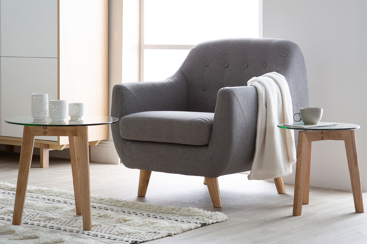 Poltrona design sfoderabile grigia YNOK