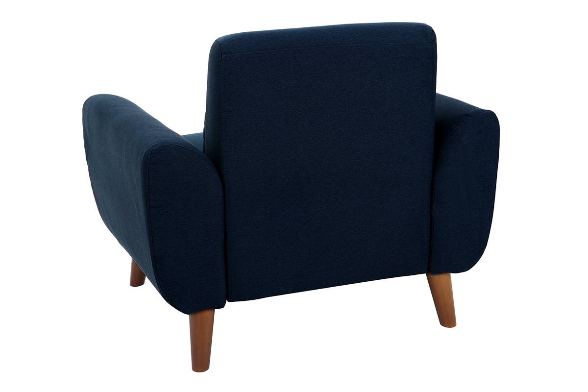 Poltrona design tessuto blu e noce EKTOR