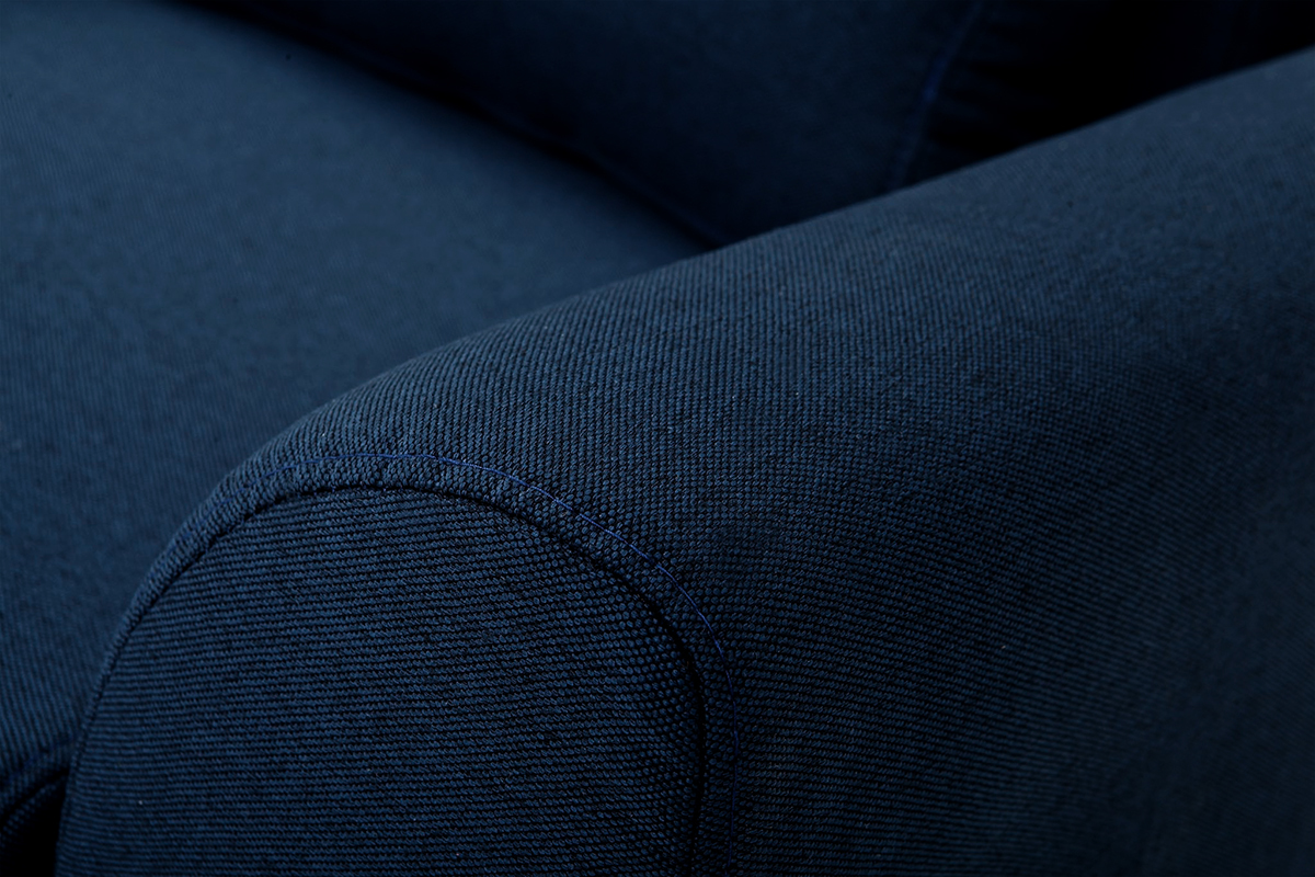Poltrona design tessuto blu e noce EKTOR