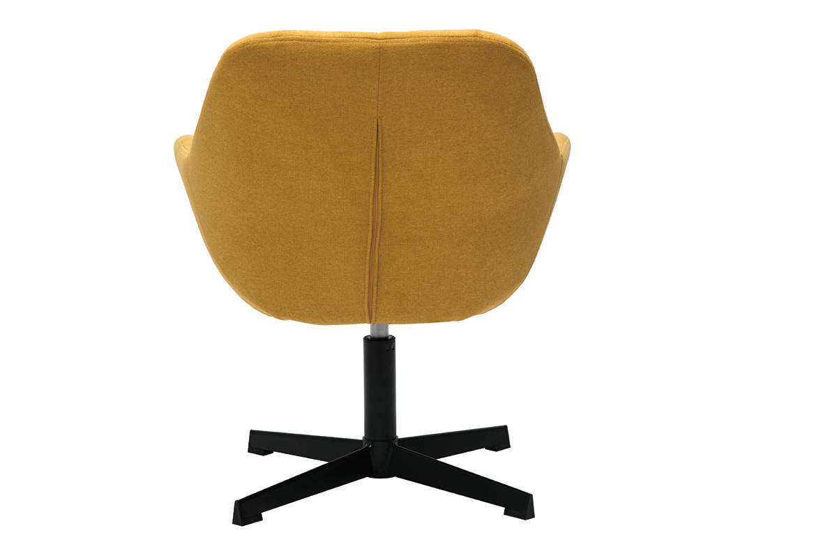 Poltrona design tessuto effetto velluto giallo senape e metallo nero DARWIN