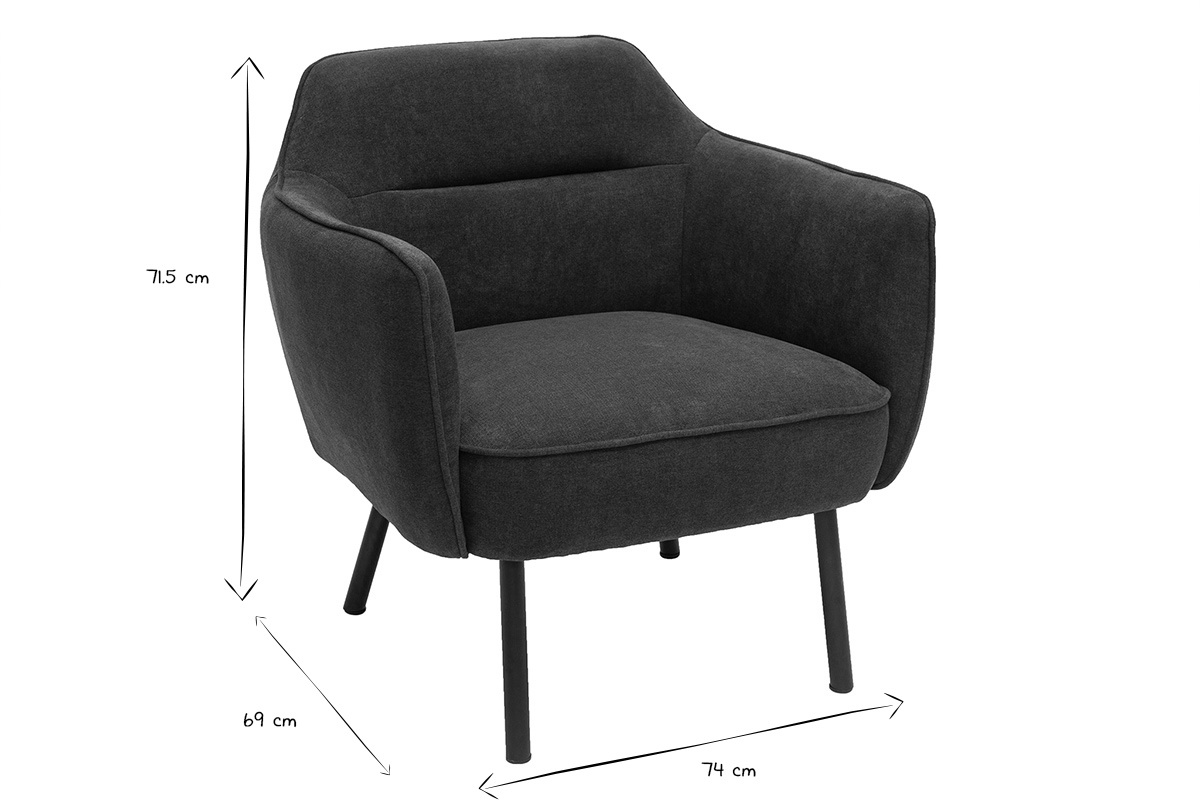 Poltrona design tessuto effetto velluto grigio scuro LAURENS