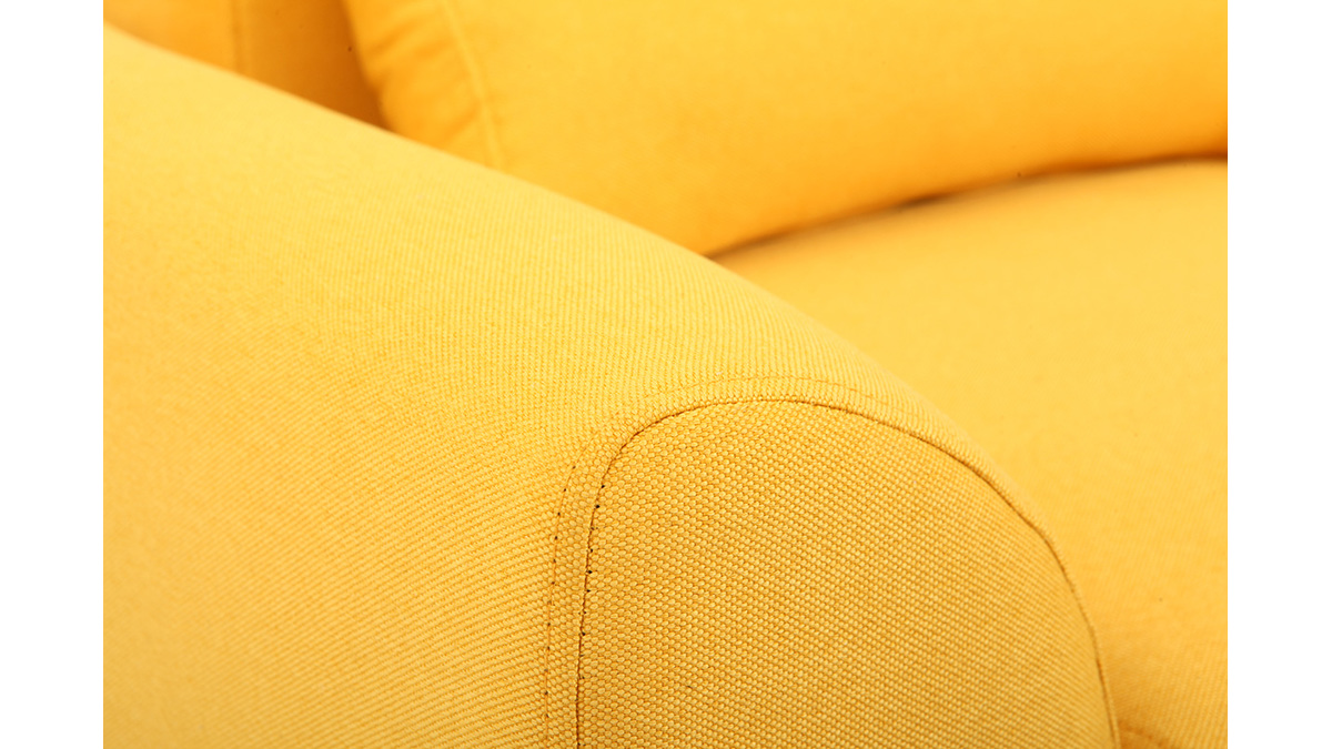 Poltrona design tessuto giallo e frassino EKTOR