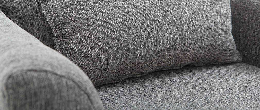 Poltrona design tessuto grigio e quercia KATE