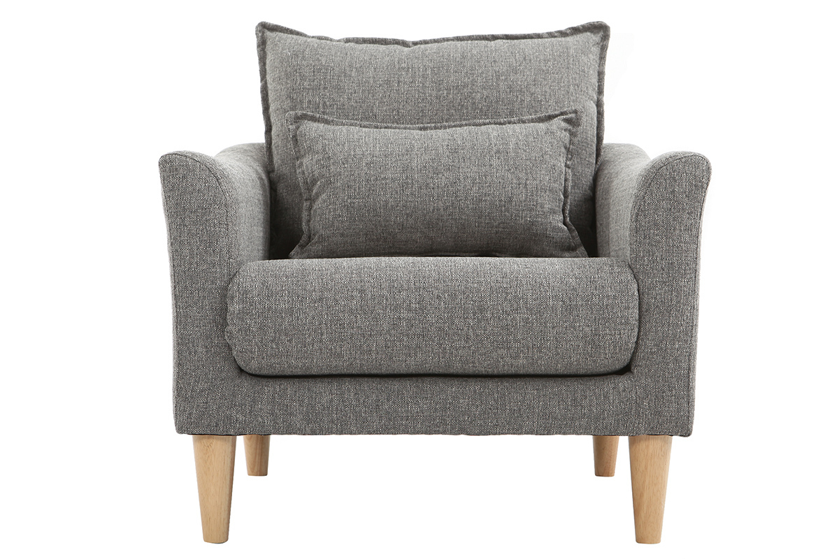 Poltrona design tessuto grigio e quercia KATE