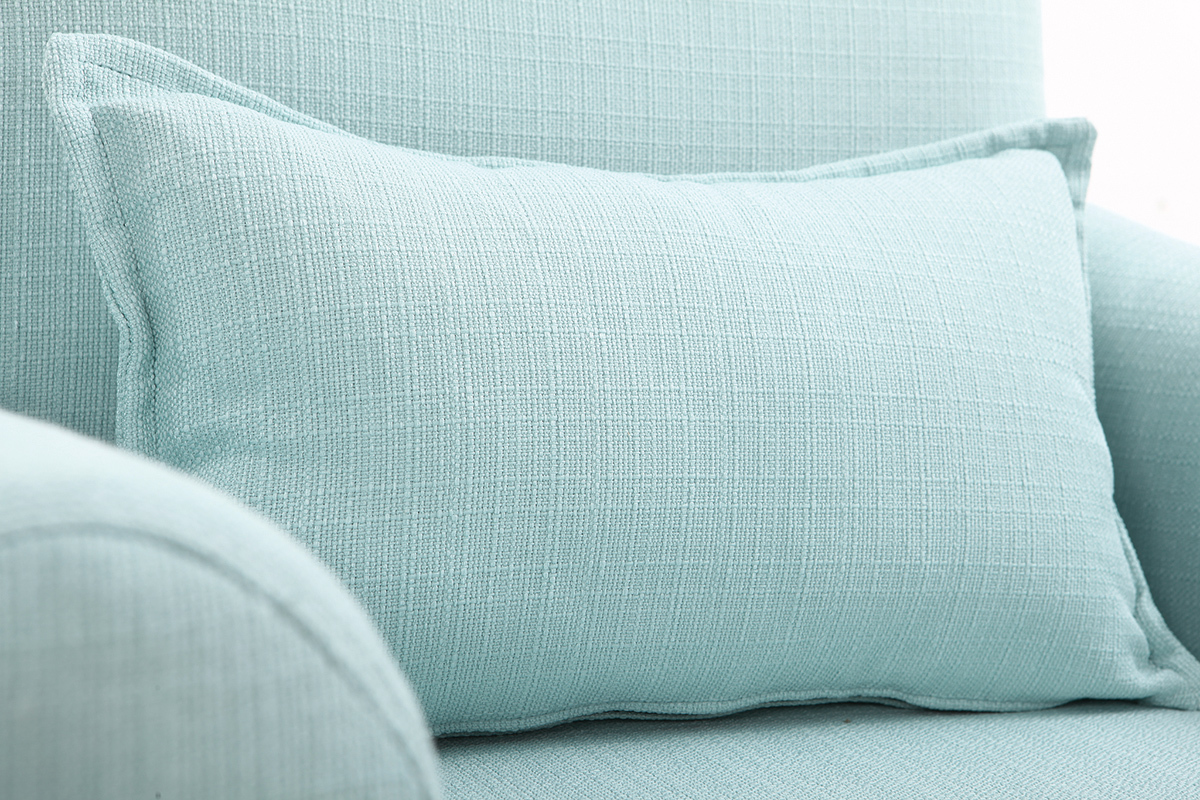 Poltrona design tessuto verde acqua e quercia KATE