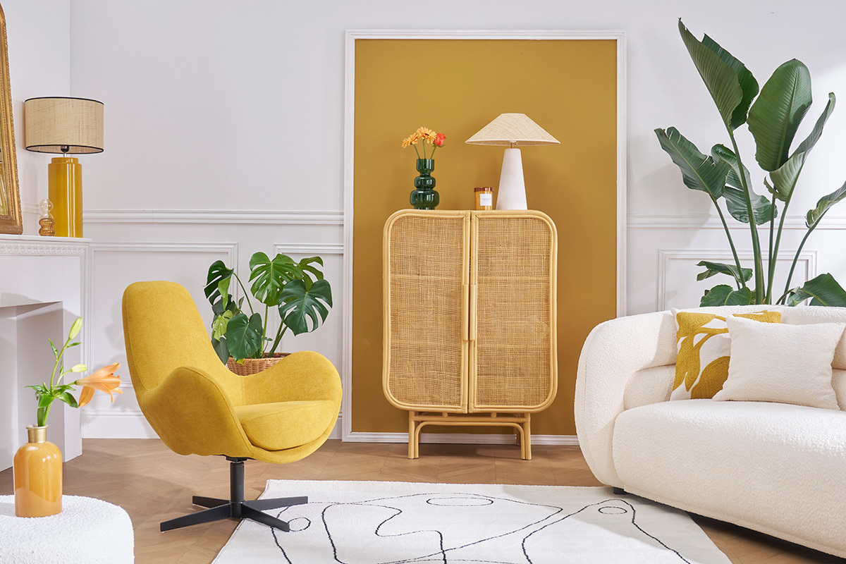 Poltrona design velluto giallo senape ANDY