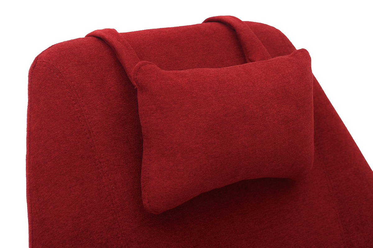 Poltrona desing girevole in tessuto rosso e piede metallico AMEDEO