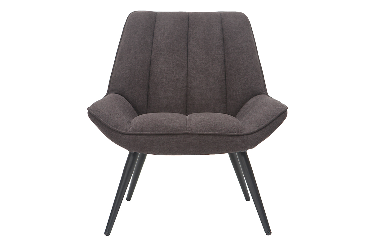 Poltrona di design BILLIE in tessuto effetto velluto grigio scuro