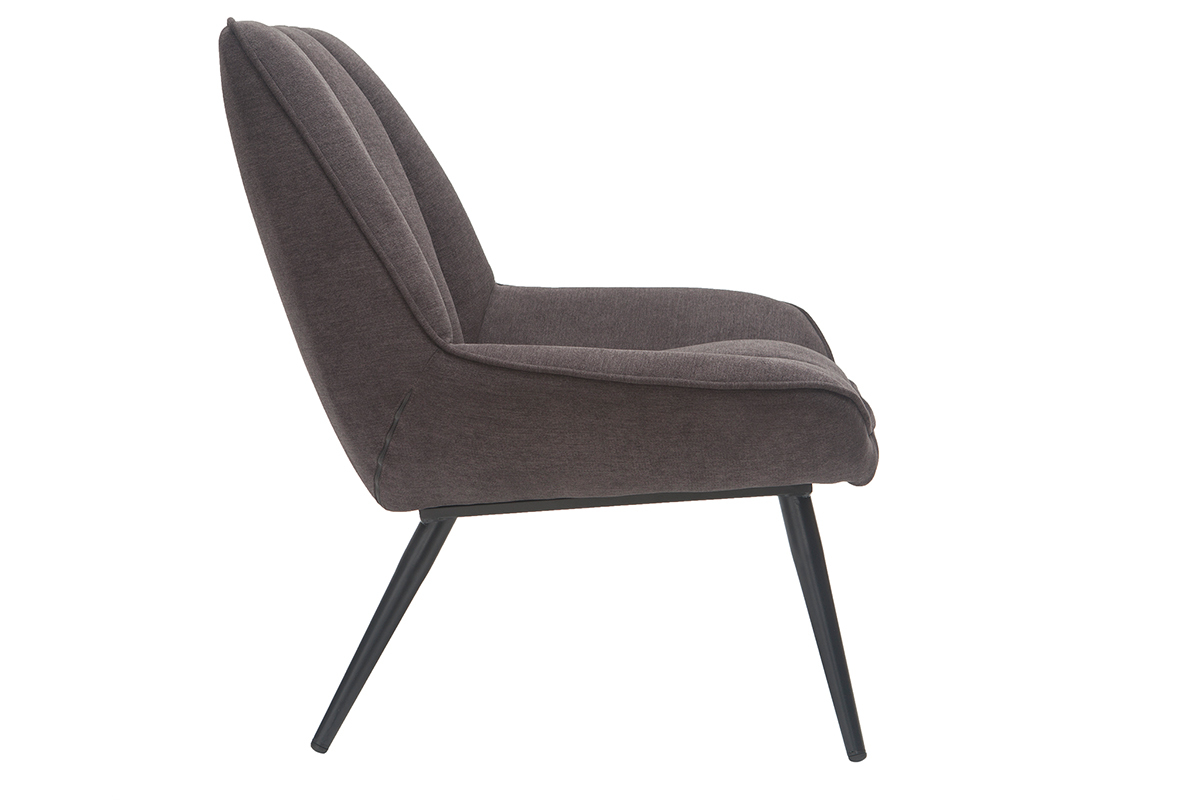 Poltrona di design BILLIE in tessuto effetto velluto grigio scuro