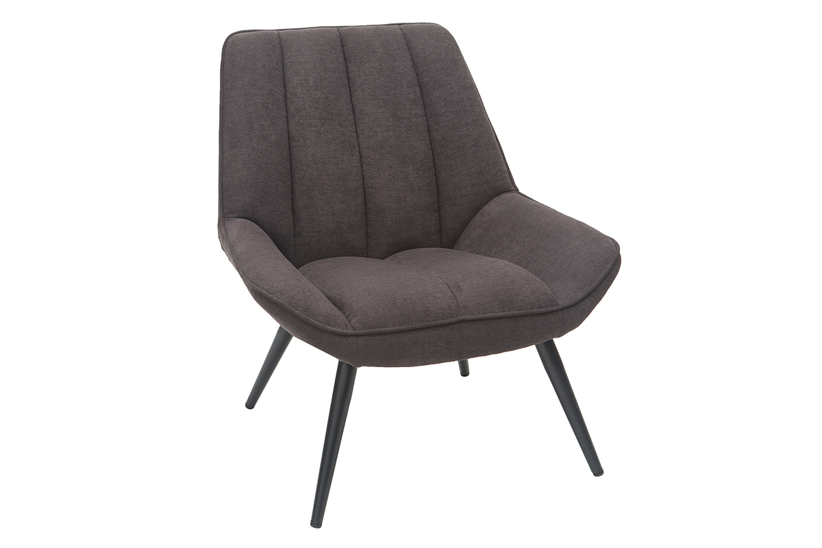 Poltrona di design BILLIE in tessuto effetto velluto grigio scuro