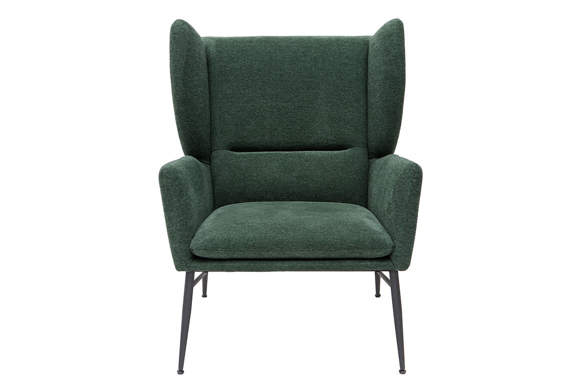 Poltrona di design in metallo e tessuto effetto velluto testurizzato verde COME