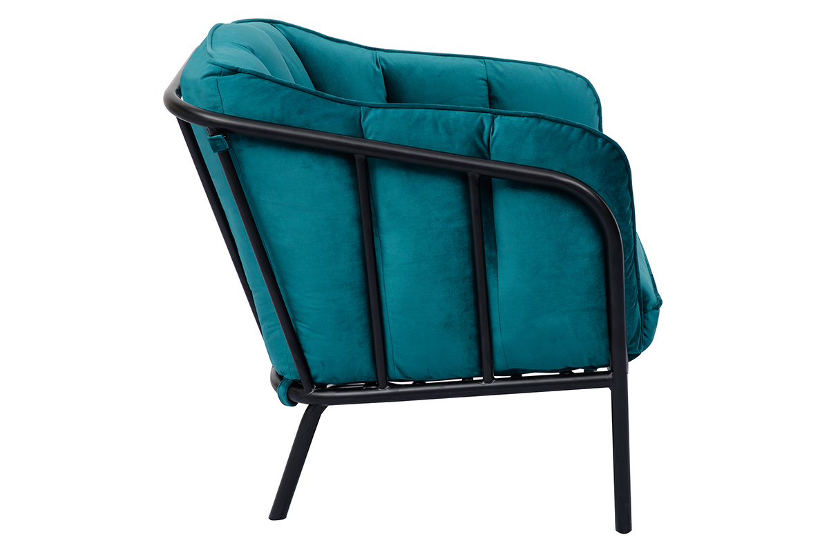 Poltrona di design in velluto blu petrolio MALONE