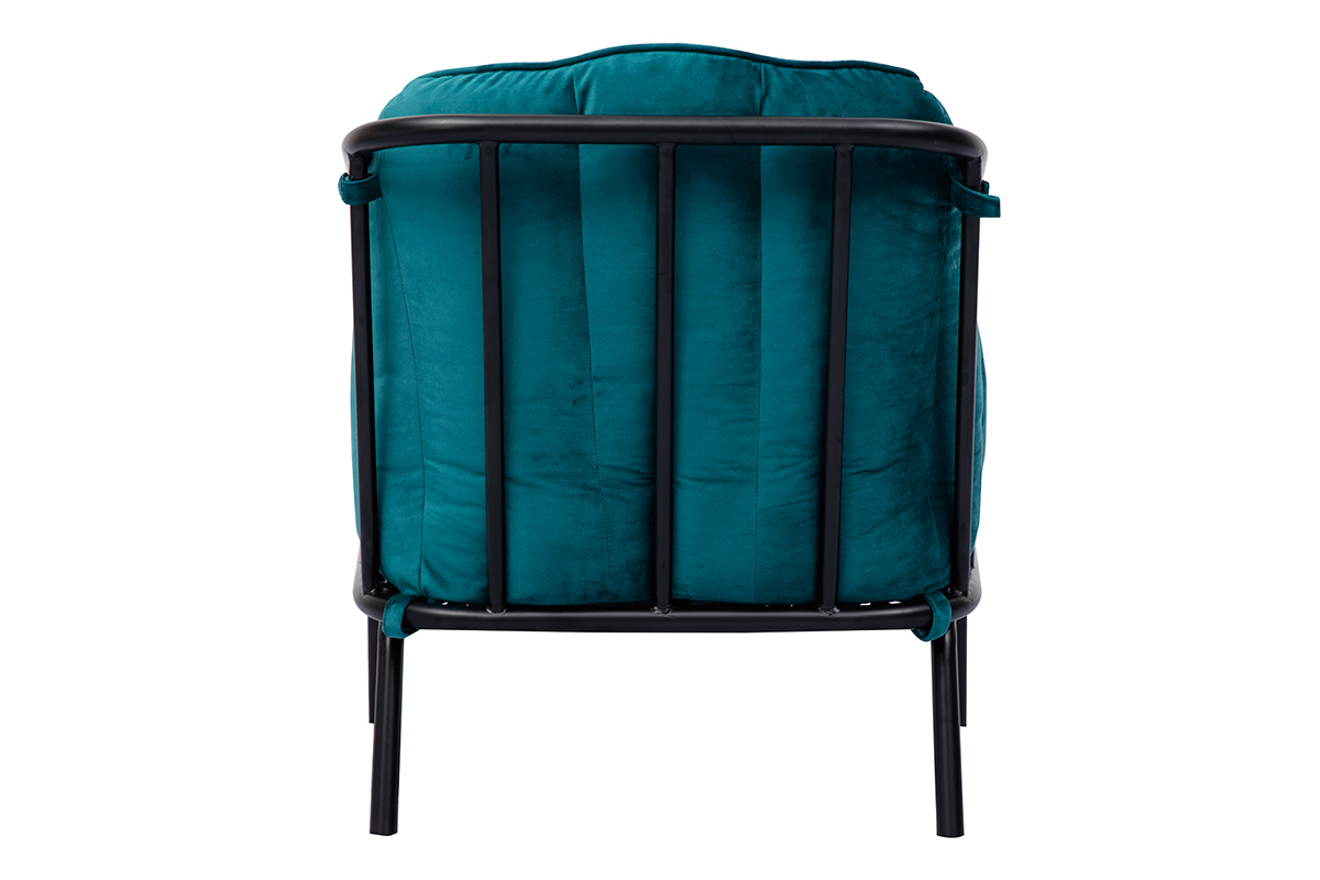 Poltrona di design in velluto blu petrolio MALONE