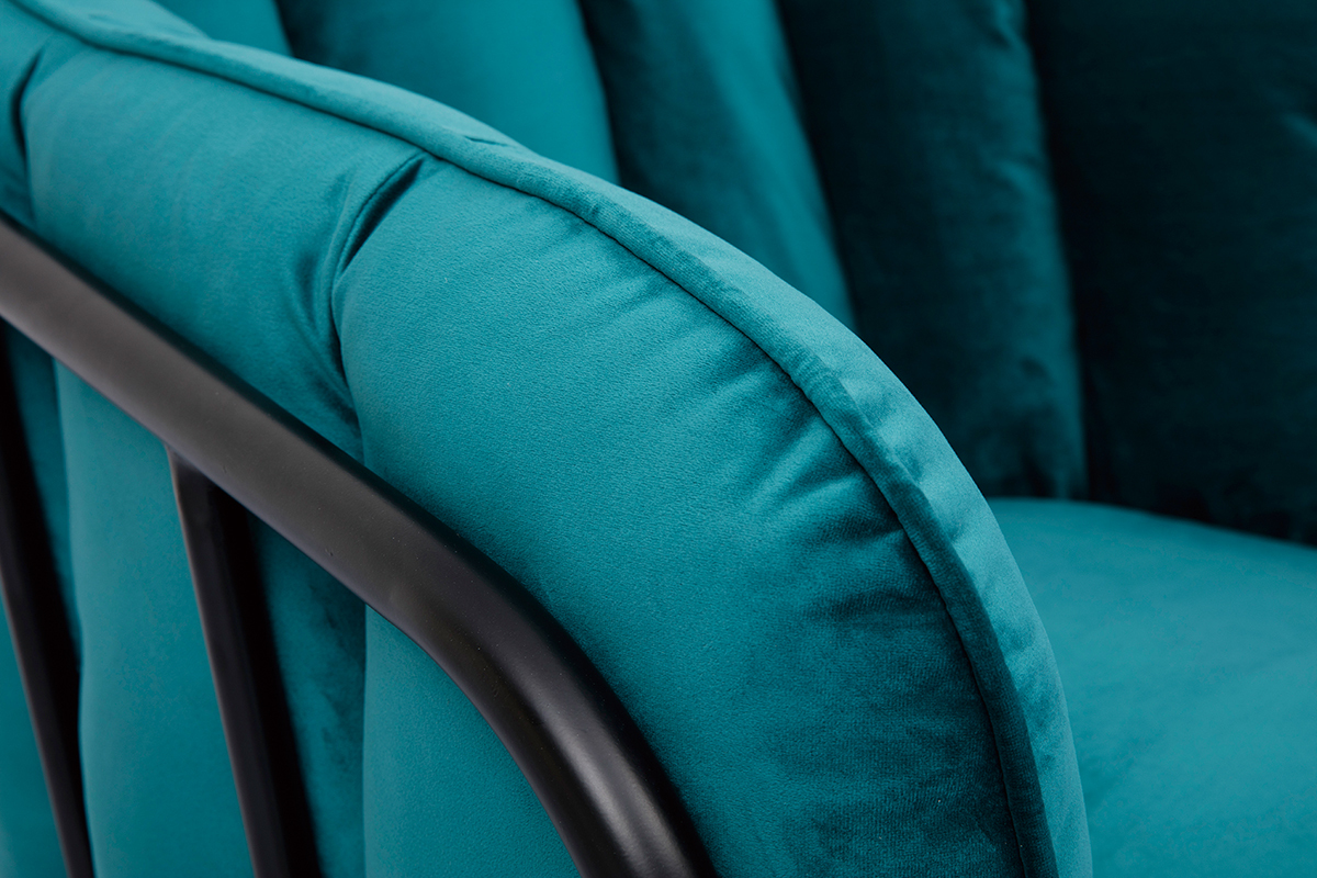 Poltrona di design in velluto blu petrolio MALONE