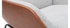 Poltrona di design marrone con tessuto effetto velluto grigio MARCEAU