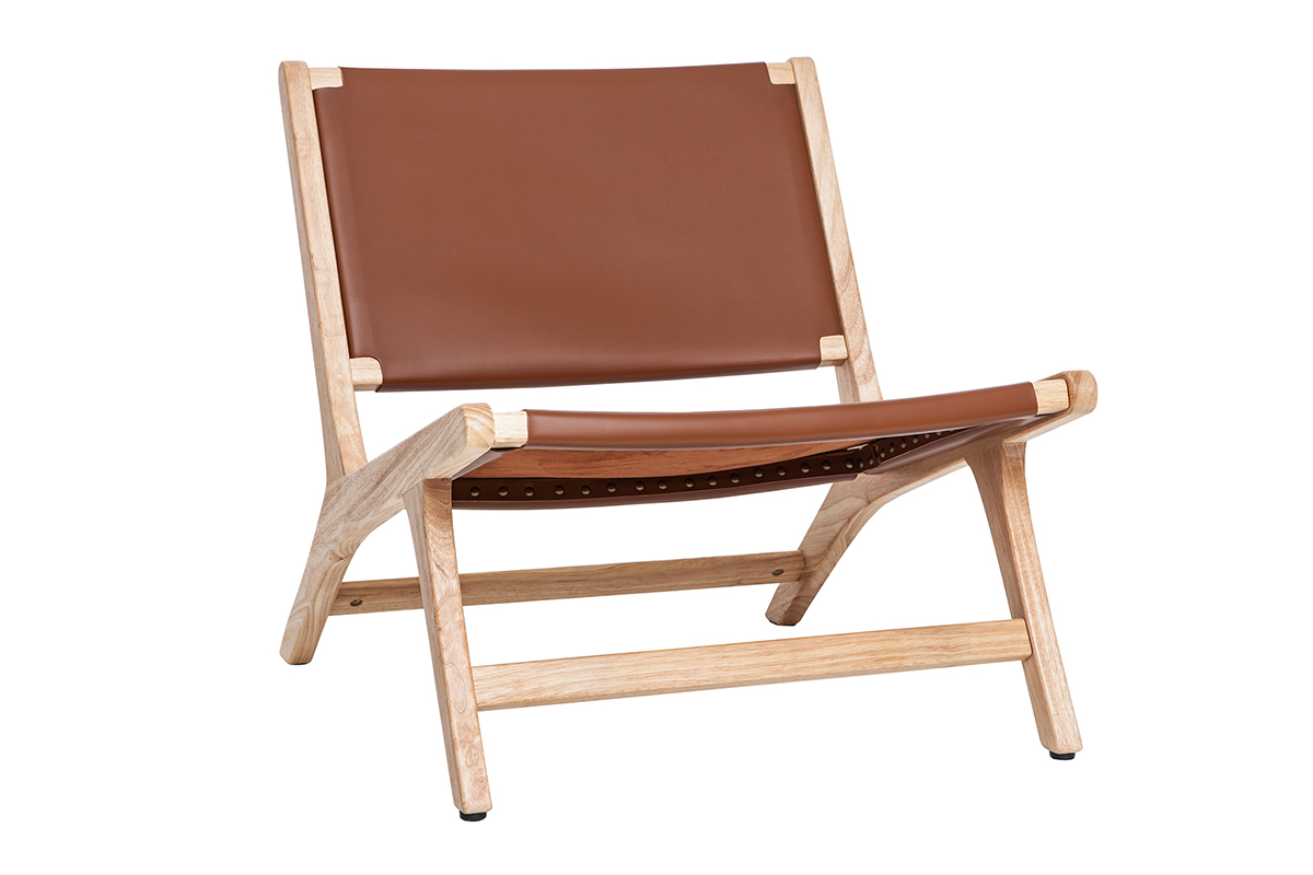 Poltrona etnica marrone e legno BONDI