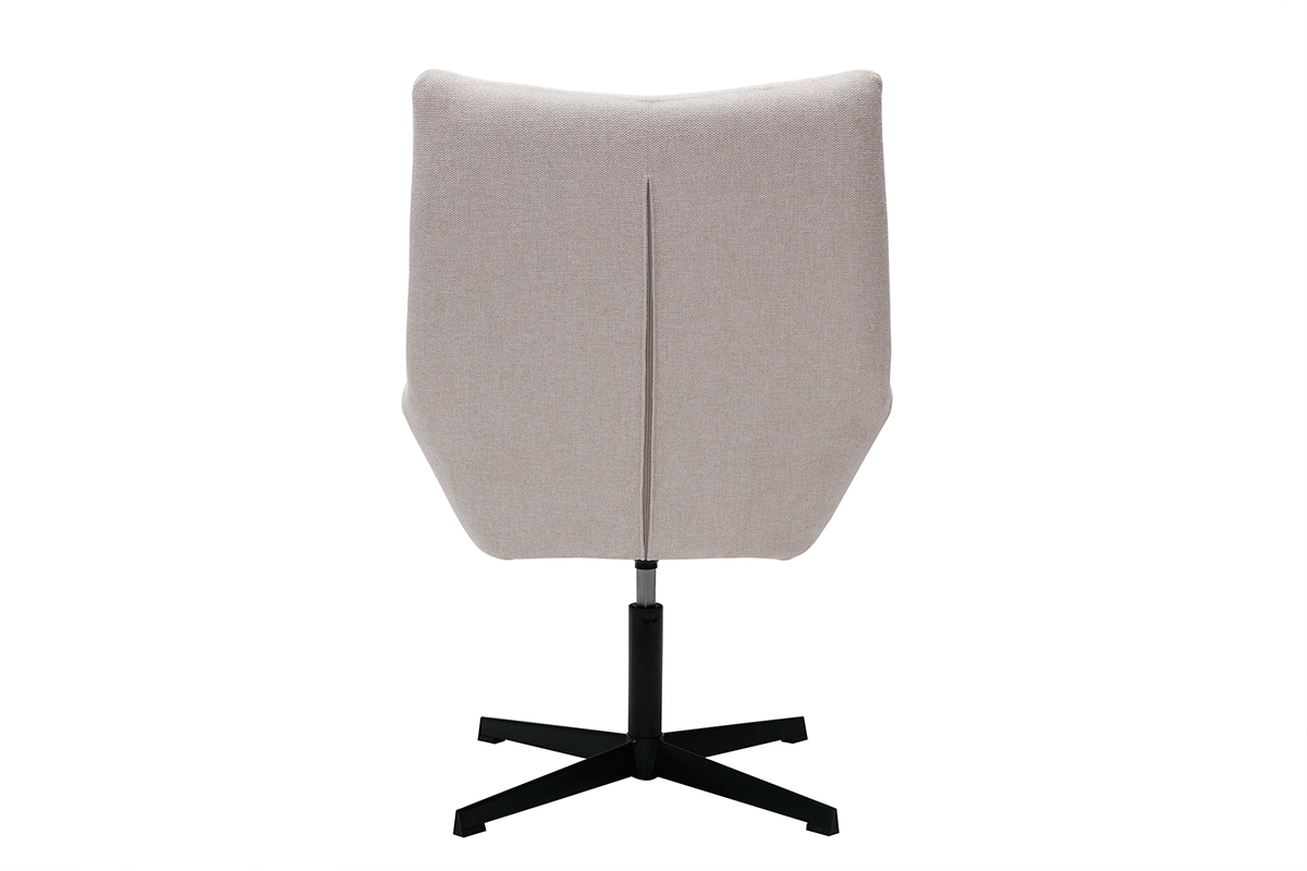 Poltrona girevole design in tessuto effetto velluto testurizzato beige KING